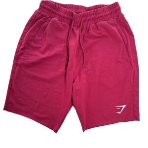 Gymshark‎ Critical Shorts Mens M Maroon Athleisure Athletic Raw Hem Workout Gym
